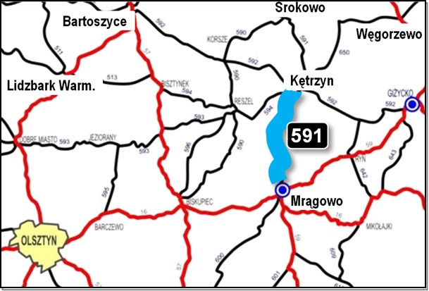 mapka 591 Kętrzyn - Mrągowo