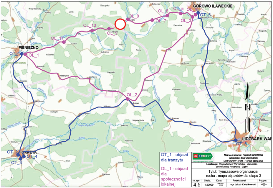 mapka DW512 objazd